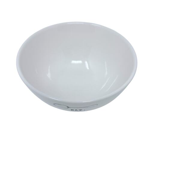 Rae Dunn By Magenta EAT White Ceramic Bowl Spoon Graphic Farmhouse Kitchen Decor - Picture 3 of 7